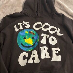 Lonely Ghost Black Hoodie with Colorful Earth Design